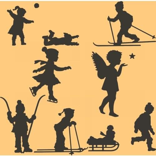 Playing Kids Die Cuts For Card Making DIY Scrapbooking Kids having Fun In Winter Metal Cutting Dies Stencils New 2019