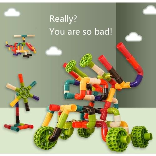 DIY Water Pipe Building Blocks Toys for Children Enlightening Tunnel Construction Educational STEM Designer Toys Bricks for Boys