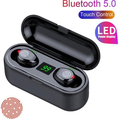 F9 Portable LED Power Display Wireless Bluetooth 5.0 Earphones with Charge Case
