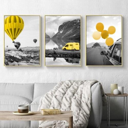 Photograph Balloon Picture Modern Home Decor Nordic Canvas Painting Wall Art Yellow Style Scenery Poster For Living Room Bedroom