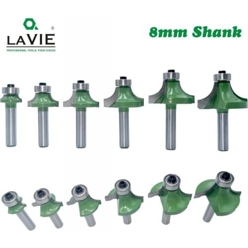 LAVIE 1pc 8mm Corner Round Over Router Bit with Bearing for Wood Woodworking Tool Tungsten Carbide Milling Cutter