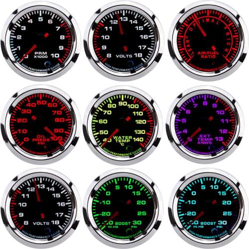 7 Colors Oil Pressure Gauges Turbo Boost Gauge Oil Temp Water Temperature Meter With Sensor for Car Racing fuel meter 52mm auto