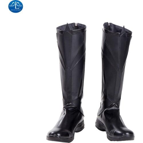 ManLuYunXiao Titans Nightwing Cosplay Boots Leather Dick Grayson Shoes Black Superhero Robin Fancy Dress Footwear Men Halloween