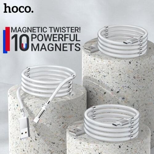 Hoco charging cable for Lightning Type-C magnetic storage winding cord USB C charger wire organizer for iphone samsung flexible