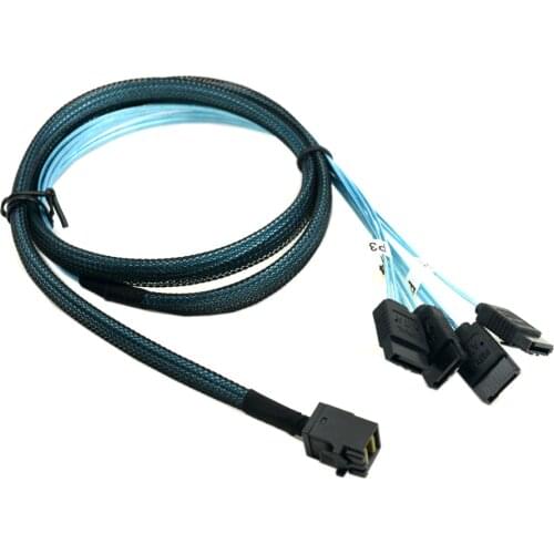 Jimier 50cm 100cm Internal Mini SAS SFF-8643 Host to 4 SATA 7pin Target Hard Disk 6Gbps Data Server Raid Cable 0.5M 1M