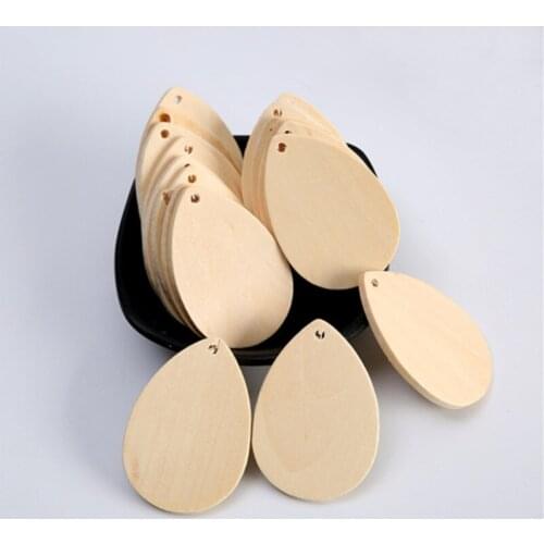 Julie Wang 10PCS Natural Wood Drop Shape Charms Blank Wooden Slices Pendant Earrings Jewelry Making Accessory Decor