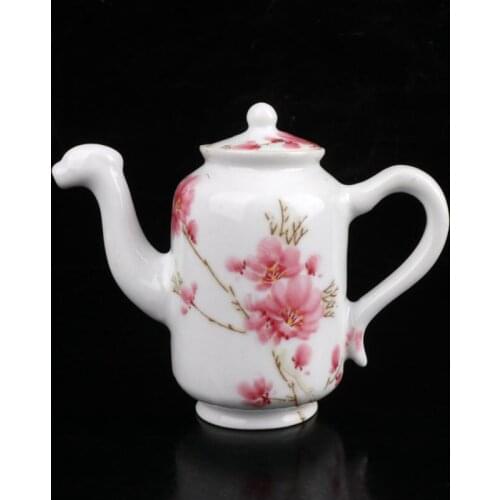 China seiko White glazed ceramic peach blossom teapot crafts statue