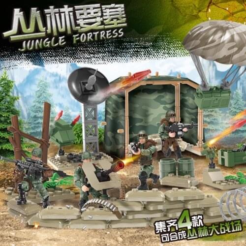 Compatible of military duty mini Jungle fortress soliders figures Army weapons guns sets model building blocks bricks kit XJ9903