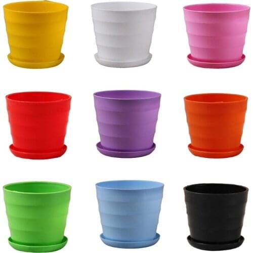 Colorful Mini Plastic Flower Pot Imitation Ceramic Vase Nursery Garden Plant Pot