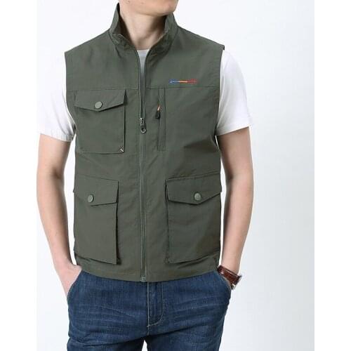 M-5XL Mens Outdoor Casual Vest Breathable Multipockets Hiking Sleeveless Jackets Fishing Cycling Waistcoat Teenagers Outerwear