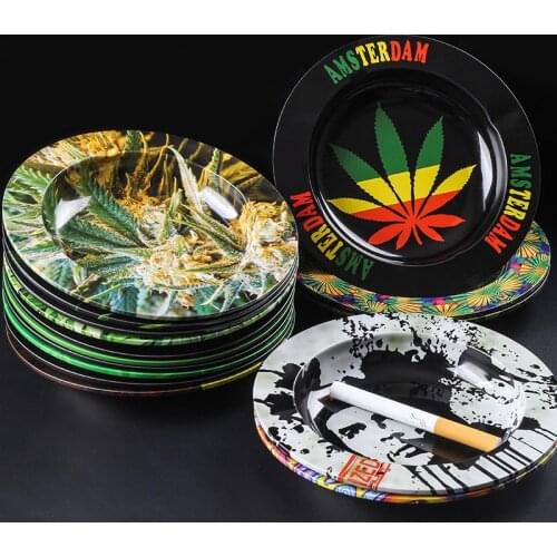 Multi Pattern Metal Tobacco Tray Home Party Bar Decoration Ash Holder for Gifts Cigarette Smoking Accessory Home Ashtray