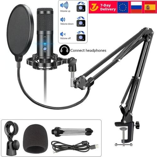 Metal USB Microphone Recording Streaming Video Condenser Microphone for PC Computer Podcasting Studio Gaming Mic Karaoke Singing