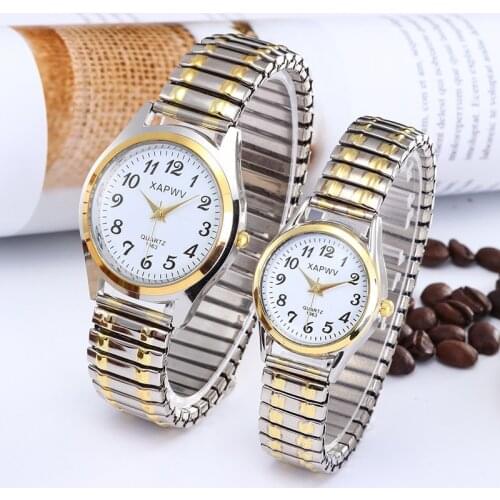 Classic Big Dial Digital Face Old Man Head Elastic Band Quartz Watch Men and Women Couple Fashion Pair Watch Daily Gifts