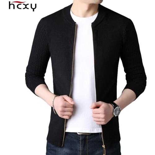 HCXY 2019 Mens Sweater Knitted Coats Jackets Men Cardigan Thin Sweaters Man Knitted Outwear Zipper Autumn Spring O-neck Slim