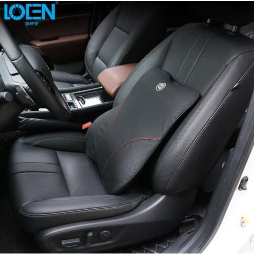 LOEN Leather Breathable Car Seat Support cover lumbar Back Rest cushion Memory Foam for toyota corolla 0 jetta chevrolet