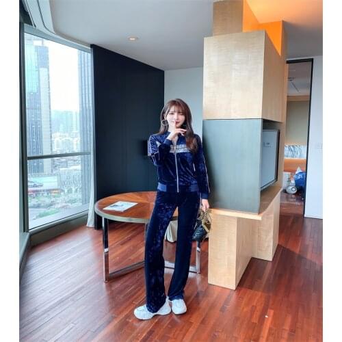 Juicy Lovers Brand 2021New Striped Fashion Women Sporting Suits Slim Velvet Jogging Yoga Casual Tracksuits Slim Sportswear