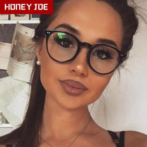 Retro Fashion Unisex Glass Frame for Men Women Black Eyeglass Frame Vintage Oval Clear Lens Glasses Optical Spectacle Nerd Party