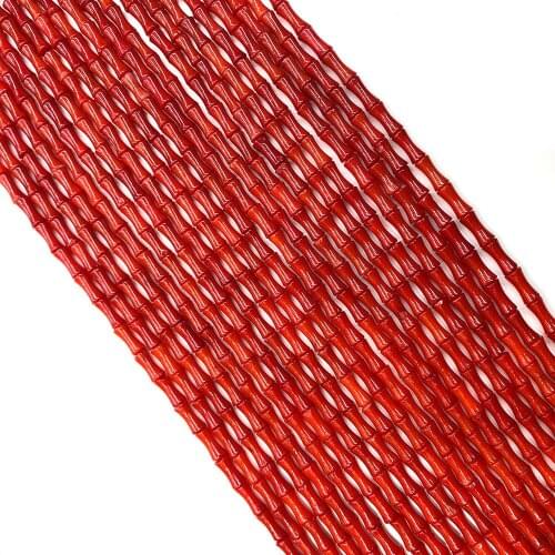 Charm Bamboo Shape Freshwater Red Coral Necklace Chinese Fashion Oriental Jewelry Making Accessories A Whole(about54/47pcs)