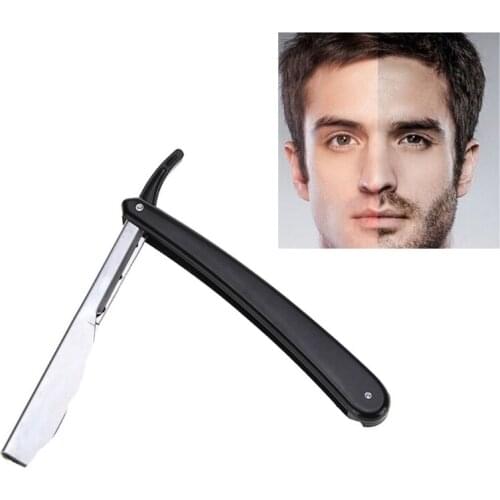 Professional Men Straight Edge Folding Razor with Plastic Handle Classic Vintage Salon Barber Manual Beard Shaver Cutter Holder