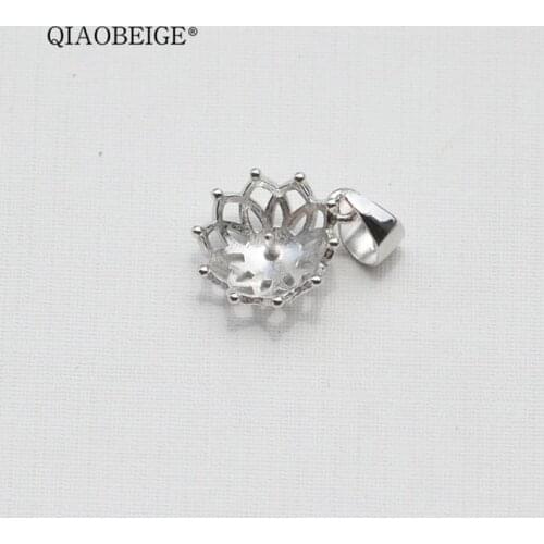 QIAOBEIGE 1pc Simple design Pearl Accessory round hollow charms, S925 silver pendant Conceal flaws of round seawater pearl