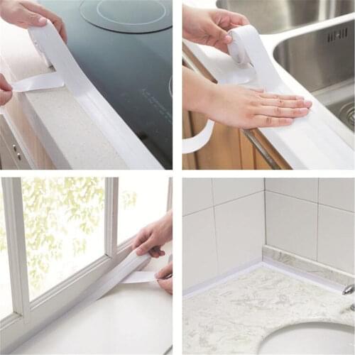 White Self Adhesive Repair Waterproof Mildew Tape Kitchen Bathroom Shower Toilet Sealant Cabinet Stove Tape Sticker 320 x2.2cm
