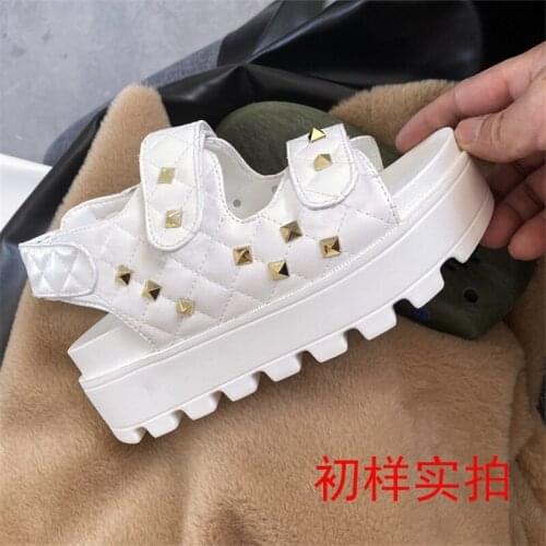 Ladies wedge sandals large size white open toe sandals platform outdoor leisure high heel sandals willow nail womens shoes