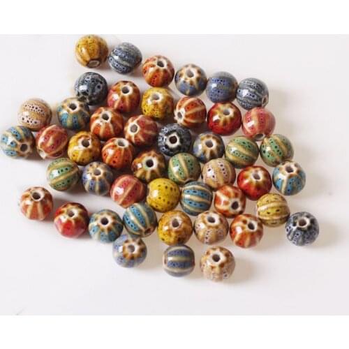 SEA MEW 50 PCS 12mm Round Watermelon Ceramic Beads DIY Porcelain Bead Spacer Beads For Jewelry Making