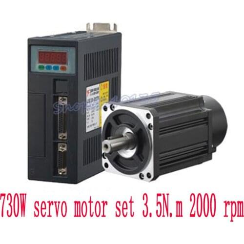 High quality 730w 80ST-M03520 AC servo motor 0.73kw 3.5N.M 2000rpm AC Servo Motor and Servo driver with Servo cable 80ST