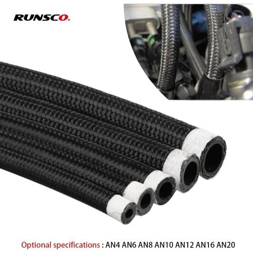 AN4 AN6 AN8 AN10 Braided Oil Line Nylon Fuel Hose Oil Gas Line Brake Line Hose For Racing Motorcycle Hose AN12 AN16 AN20
