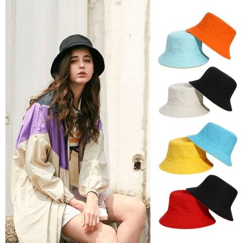 Spring Summer Fashion Anti-UV Bucket Hat Double-Sided Foldable Portable Fisherman Cap Wide Brim Visors Women Men Beach Sun Hat