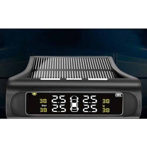Solar Power TPMS Car Tire Pressure Alarm Monitor System Auto Security Alarm Systems Temperature Warning Tyre Pressure Monitoring