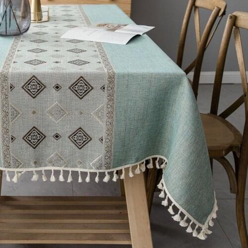 New Light Luxury European and American Tablecloth Cotton and Linen Lattice Table Runner Coffee Table Table Cloth Hope TableCloth