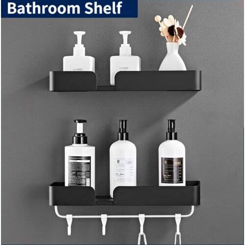 Nordic Bathroom Corner Shelf No Drilling Triangle Spice Jar Organizer Kitchen Hanging Rack with Hooks Modern Cosmetic Container