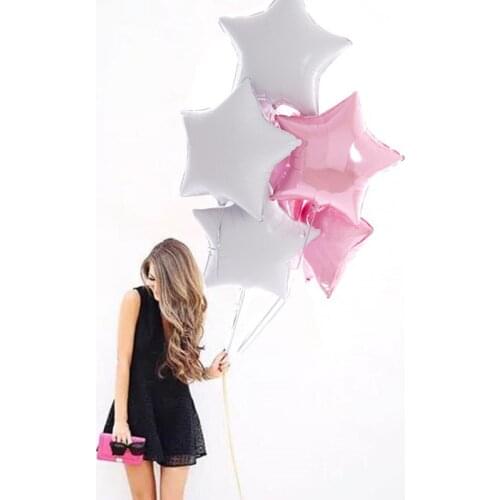 5pcs/lot 18inch pure star foil balloons wedding birthday party decor metallic helium inflatable globos marriage kids gifts ball