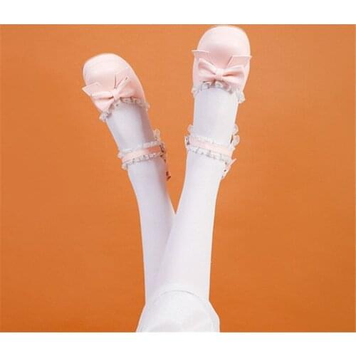 PXELENA Lovely Ruffles Butterfly-knot Princess Lolita Sandals Large Size 34-48 Women Cosplay Uniform Anime Costume Student Shoes