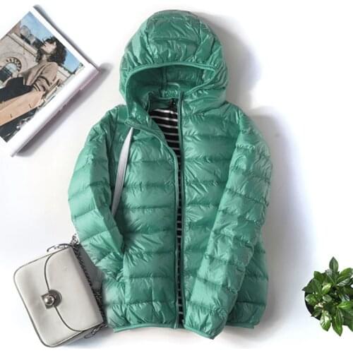 2021 Spring Autumn Women Ultralight Thin Down Jacket White Duck Down Hooded Jackets Warm Winter Coat Female Portable Outwear