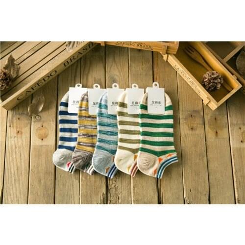 10 pieces = 5 pairs of Chun xia han edition stripe cotton men boat socks Personality tide socks