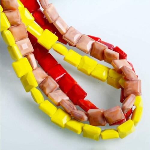 10pcs Square 14mm Opaque Faceted Glass Loose Beads For Jewelry Making DIY Crafts Findings