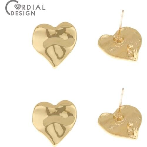 Cordial Design 100Pcs 13*14MM Jewelry Accessories/Earrings Stud/Hand Made/Heart Shape/Jewelry Finding & Components/DIY Making