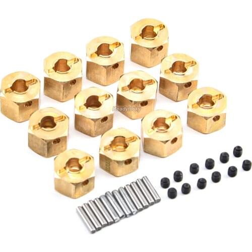 12mm Widened Brass Coupler Car Wheel Hex Hub Adapters for 1/10 1:10 SCX10 CC01 WRAITH 90027 90034 GEN 8