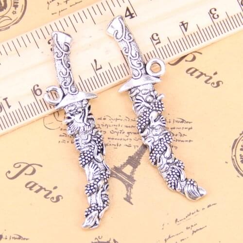 15pcs Jewelry Charms samurai sword dagger 59x14mm Antique Silver Plated Pendants Making DIY Handmade Tibetan Silver Jewelry