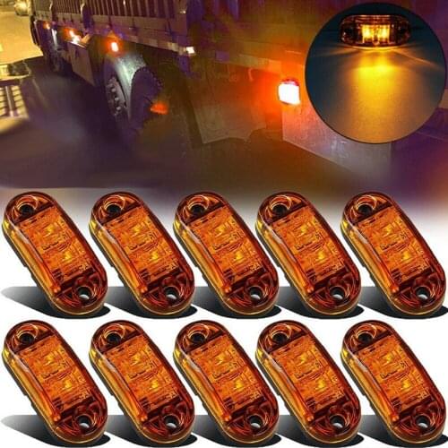 2PCS 12V 24V Orange Red Warning Light Side Marker Lamp Truck Accessories Oval Clearance Trailer Truck Turn Signal Light Auto