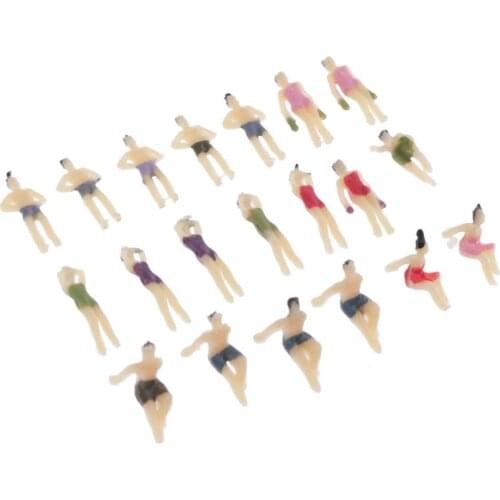 20pcs 1:150 N TT Scale Miniature Beach People Model Figurines for Model Train Diorama Scenery Supplies