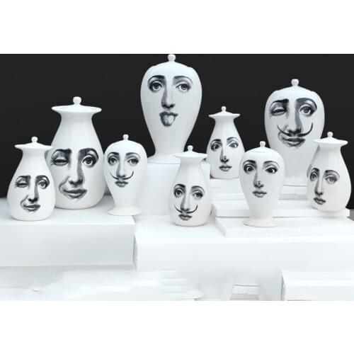 2021 New Style Lady Face Amusing Vase Modern Flower Pot European Ceramic Sealing Jar Decoration Home Decor Crafts Xmas Gift