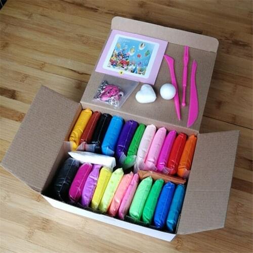 New 24pcs/set Ultralight Clay 24 Colors DIY 5D Color Mud Space Mud Childrens Toy Boxed olymer Modelling Clay With Tools