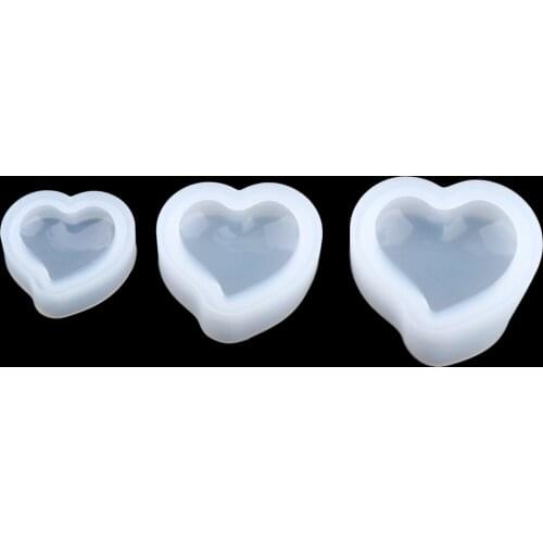 3 Sets Love Heart DIY Silicone Mould Crystal Resin Casting Mold Handcraft Ornaments - 3 Different Sizes