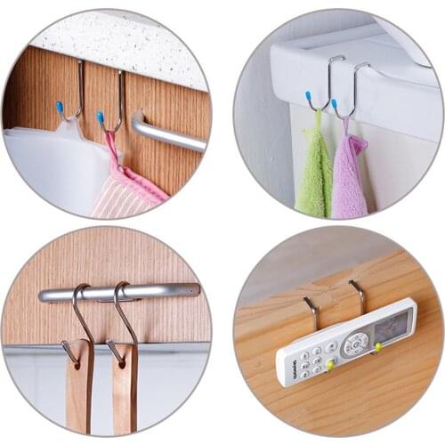 4Pcs S Shape Over The Door Double Hook Dual Cabinet Closet Hanging Hook for Home Bathroom Kitchen Cabinet Door
