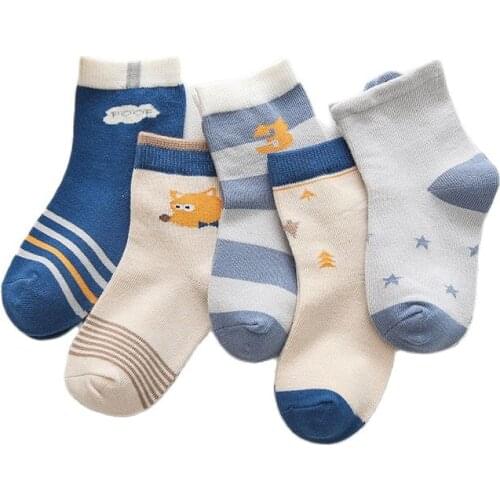 5 Pair/lot 2020 Socks for Children Combed Cotton Socks Kids Cozy Sokken Meisje Middle Tube Boy Socks New Childrens Warm Socks