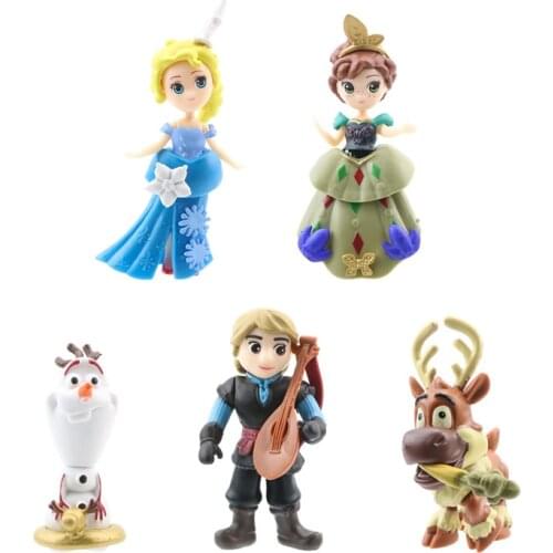 5pcs/set Disney Frozen 2 Princess Action Figures Hans Kristoff Olaf Anna Elsa Dolls Model Toy Kids Gift