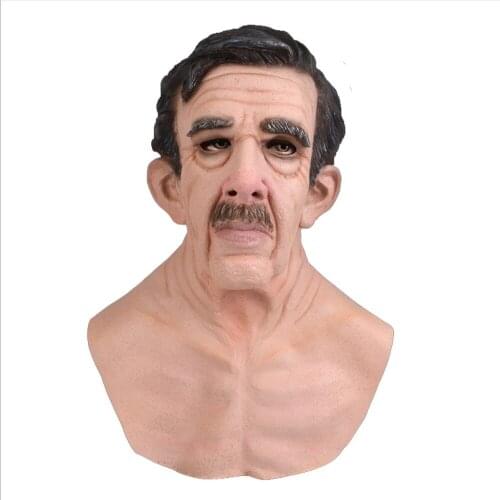 Anime Grandfather Mask Halloween Young Handsome Man Headgear Bald Old Man Little Girl Face Cosplay Masks Props Funny Masque